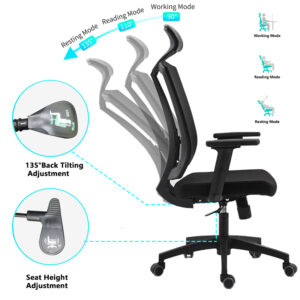 Executive High Back Chair with Mesh Back and PU Seat