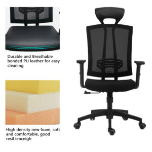 Executive High Back Chair with Mesh Back and PU Seat
