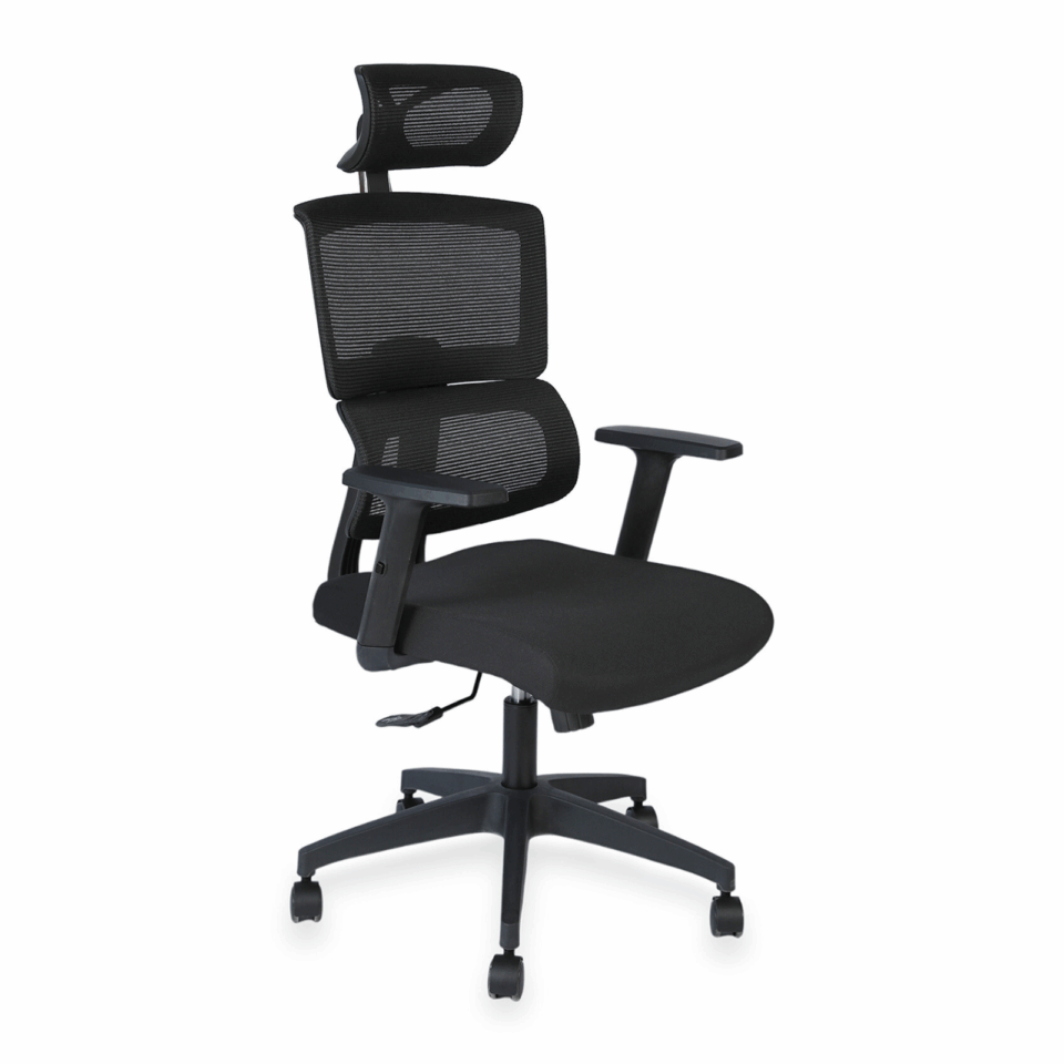 High Back Chair in Black Mesh