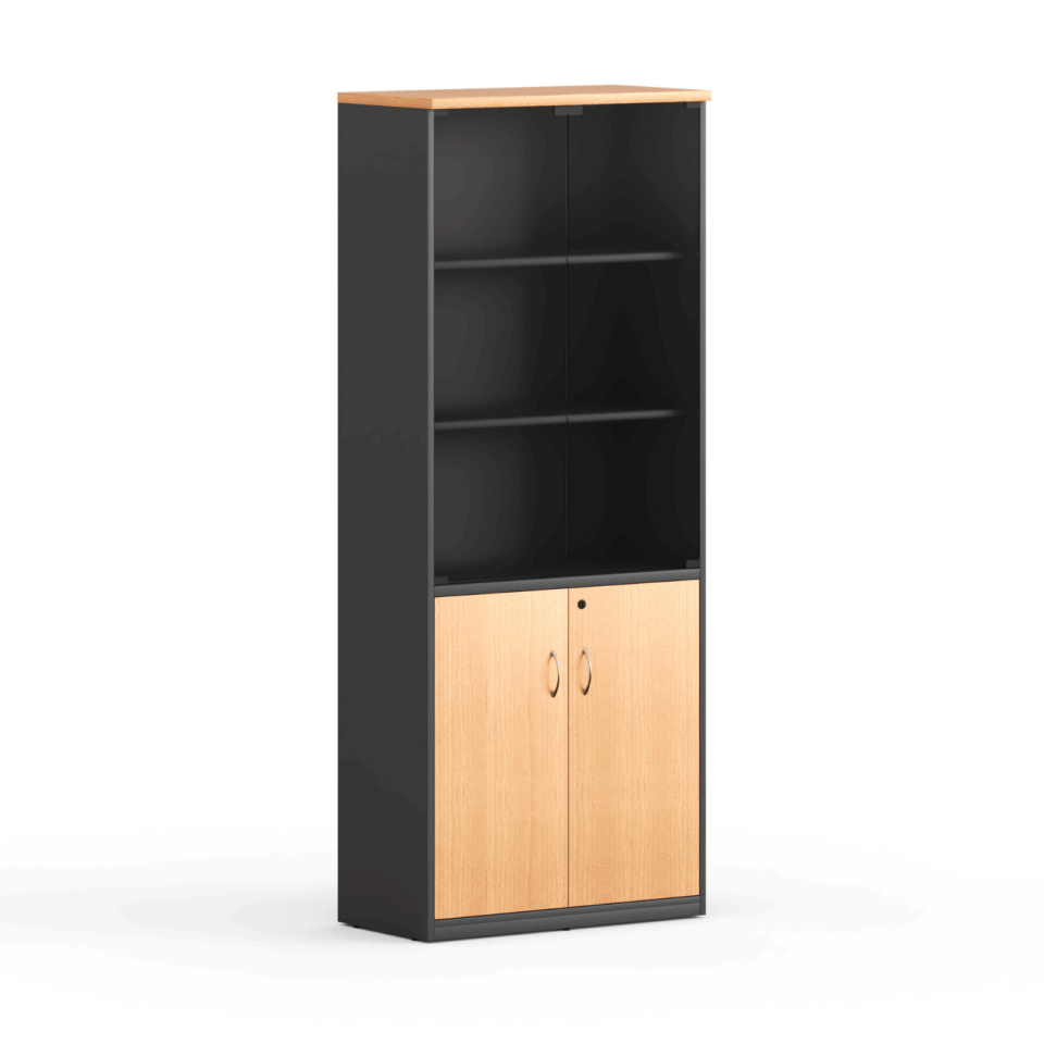 High Cabinet with Glass Swing Doors